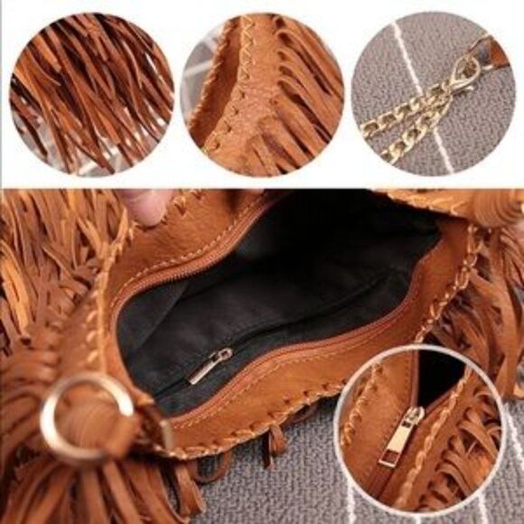 New Boho Fringed Shoulder Bag Tassel - Picture 2 of 8